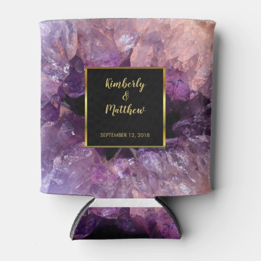 Paarse amethist edelsteen bruid en bruidegom Bruil Blikjeskoeler (Voorkant)