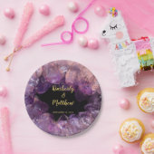 Paarse amethist edelsteen bruid en bruidegom Trouw Papieren Bordje (Feest)