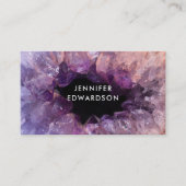 Paarse amethist edelsteen zwart professional visitekaartje (Voorkant)