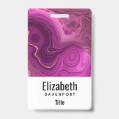 Paarse Amethist En Gouden Abstracte Agaat Badge (Achterkant)