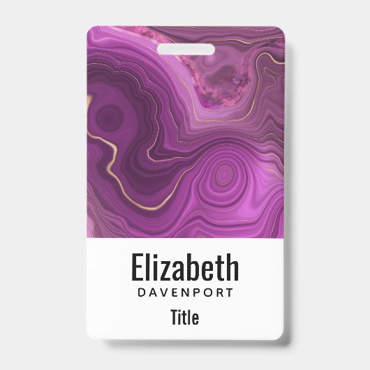 Paarse Amethist En Gouden Abstracte Agaat Badge (Voorzijde)