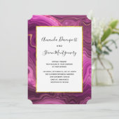 Paarse amethist en gouden Abstracte agaat bruiloft Kaart (Staand voorkant)
