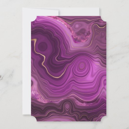 Paarse amethist en gouden Abstracte agaat bruiloft Kaart (Achterkant)