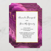 Paarse amethist en gouden Abstracte agaat bruiloft Kaart (Voorkant / Achterkant)