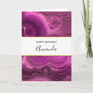 Paarse Amethist En Gouden Abstracte Agate Verjaard Kaart