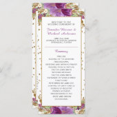 Paarse Amethist Gold Glitter Lijst Trouwprogramma Programmakaart (Voorkant / Achterkant)