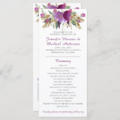 Paarse Amethist Gold Glitter Trouwprogramma Programmakaart (Voorkant / Achterkant)