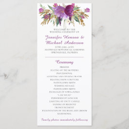 Paarse Amethist Gold Glitter Trouwprogramma Programmakaart