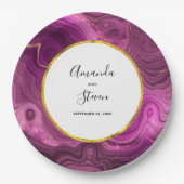 Paarse Amethist & Goud Abstract Agaat Bruiloft Papieren Bordje (Voorkant)