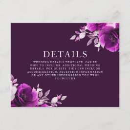 Paarse Amethist & Indigo, Violet Trouwdetails Informatiekaartje