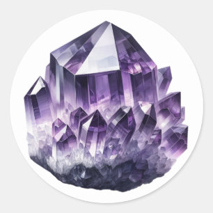 Paarse Amethist Kalmerende Kristal Metafysisch  Ronde Sticker