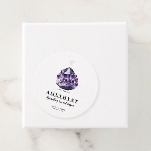 Paarse Amethist Kalmerende Quartz Crystal Bruiloft Bedankjes Labels (In situ)