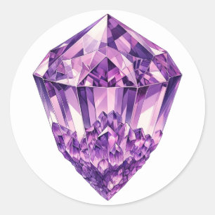 Paarse Amethist Kristal Metafysische Energie  Ronde Sticker