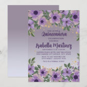 Paarse Amethist lavendel gouden glitter Quinceañer Kaart (Voorkant / Achterkant)