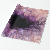 Paarse amethist mineraal kristal edelsteen patroon cadeaupapier (Uitgerold)