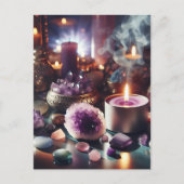  Paarse Amethist Pareltjes en kristallen Briefkaart (Voorkant)