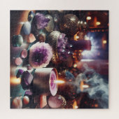 Paarse Amethist Pareltjes en kristallen Legpuzzel (Horizontaal)