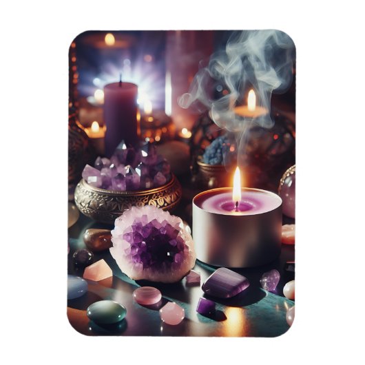 Paarse Amethist Pareltjes en kristallen Magneet (Verticaal)