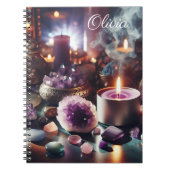 Paarse Amethist Pareltjes en kristallen Notitieboek (Voorkant)