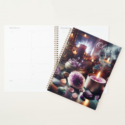  Paarse Amethist Pareltjes en kristallen Planner (Display)