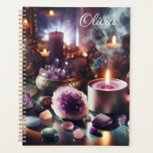 Paarse Amethist Pareltjes en kristallen Planner (Voorkant)