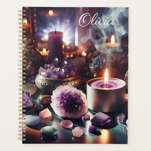  Paarse Amethist Pareltjes en kristallen Planner (Voorkant)