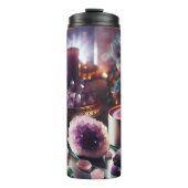 Paarse Amethist Pareltjes en kristallen Thermosbeker (Voorkant)