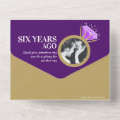 Paarse amethisten 6e trouwdag gouden ring all in one uitnodiging (Achterkant)
