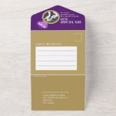 Paarse amethyst 6e trouwdag gouden ring all in one uitnodiging (Buitenkant)