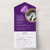 Paarse amethyst 6e trouwdag gouden ring all in one uitnodiging (Binnen)