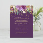Paarse Amethyst Bloemige 50ste Huwelijksverjaardag Kaart (Staand voorkant)