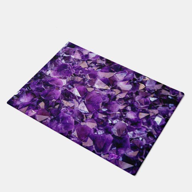 Paarse Amethyst Crystal Gemstone Doormat Rug Deurmat (Schuin)