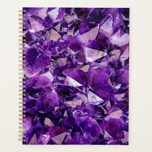 Paarse Amethyst Crystal Gemstone Planner Agenda (Voorkant)