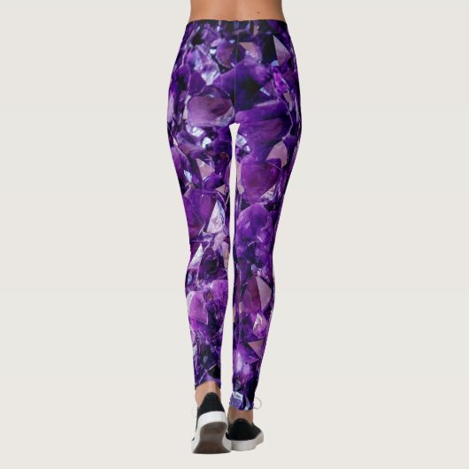 Paarse Amethyst Crystal Geode Gemstone Leggings (Achterkant)