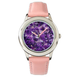 Paarse Amethyst Crystal Geode Pareltjes Wrist Watc Horloge
