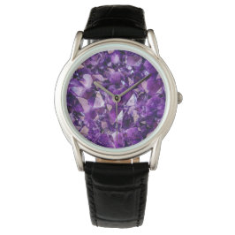 Paarse Amethyst Crystal Geode Pareltjes Wrist Watc Horloge