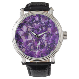 Paarse Amethyst Crystal Geode Pareltjes Wrist Watc Horloge