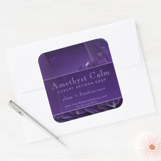 Paarse Amethyst Crystal Luxe Product Label (Envelop)