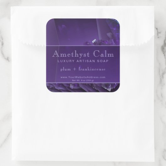 Paarse Amethyst Crystal Luxe Product Label (Tas)