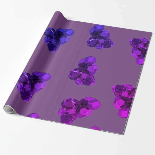 Paarse Amethyst Crystal Stone Paper Cadeaupapier (Uitgerold)