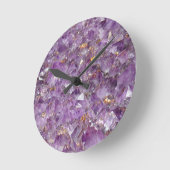 Paarse Amethyst Crystal Stone Print Ronde Klok (Hoek)