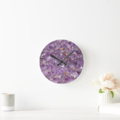 Paarse Amethyst Crystal Stone Print Ronde Klok (Huis)