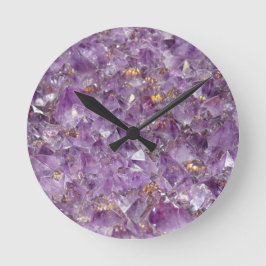 Paarse Amethyst Crystal Stone Print Ronde Klok