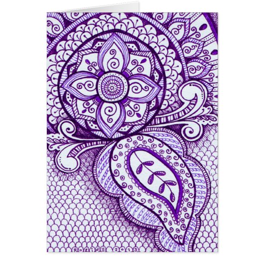 Paarse Amethyst Damask Indian Mandala Blank binnen (Voorkant)