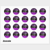 PAARSE AMETHYST DAMASK MONOGRAM Dank u Ronde Sticker (Vel)