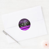 PAARSE AMETHYST DAMASK MONOGRAM Dank u Ronde Sticker (Envelop)