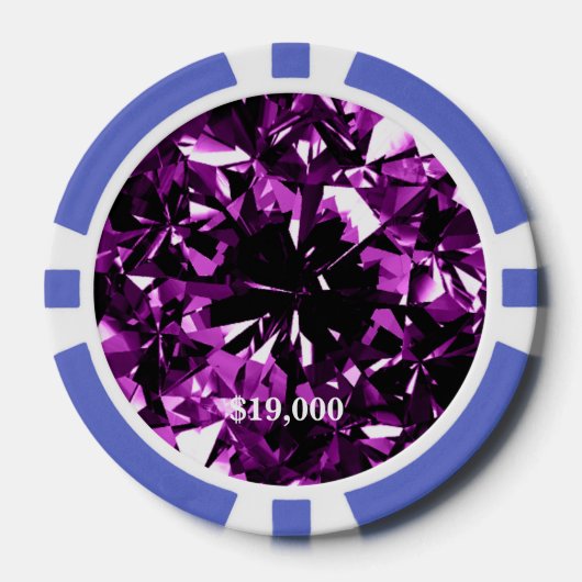 Paarse Amethyst Diamond Gem Stone Poker Chip (Voorkant)