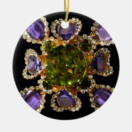 Paarse Amethyst Diamonds Keramisch Ornament (Voorkant)