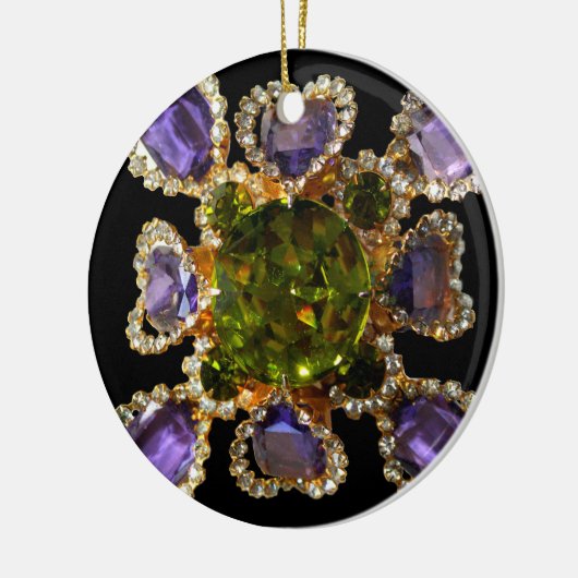 Paarse Amethyst Diamonds Keramisch Ornament (Links)