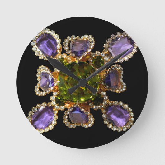 Paarse Amethyst Diamonds Ronde Klok (Voorkant)